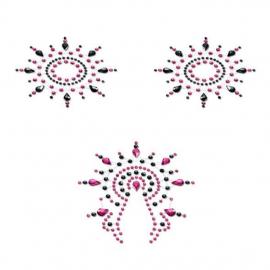 Пэстис из кристаллов Petits Joujoux Gloria set of 3 - Black/Pink, украшение на грудь и вульву - 1
