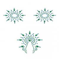 Пестіс із кристалів Petits Joujoux Gloria set of 3 - Green/Blue, прикраса на груди та вульву