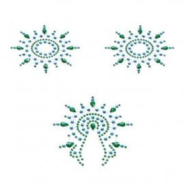 Пестіс із кристалів Petits Joujoux Gloria set of 3 - Green/Blue, прикраса на груди та вульву - 1