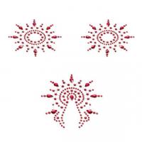 Пестіс із кристалів Petits Joujoux Gloria set of 3 - Red , прикраса на груди та вульву