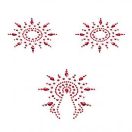 Пэстис из кристаллов Petits Joujoux Gloria set of 3 - Red, украшение на грудь и вульву - 1
