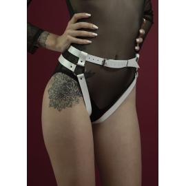Гартеры Feral Feelings - Belt Briefs, трусики, натуральная кожа, цвет белый - 1