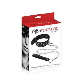 Нашийник із заклепками та з повідцем Fetish Tentation Rivets and Leash - 2