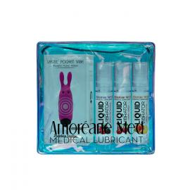 Набор из 3-х вкусов стимулирующего лубриканта Amoreane Med (3х10мл) и вибропули Adrien Lastic Pink - 2