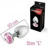 Металева анальна пробка з рожевим кристалом MAI Attraction Toys №74, L