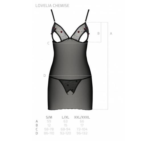 Сорочка с вырезами на груди + стринги LOVELIA CHEMISE black S/M - Passion