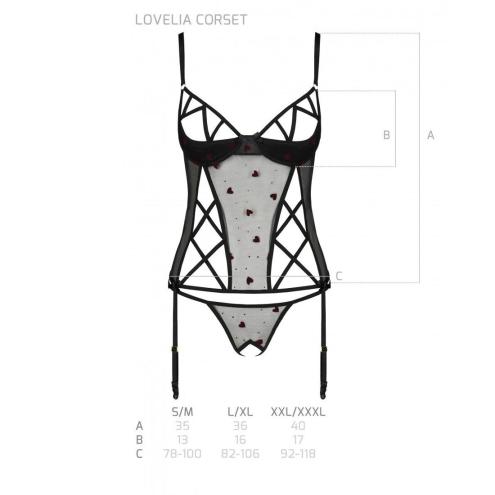 Корсет із підв'язками + стрінги LOVELIA CORSET black XXL/XXXL - Passion