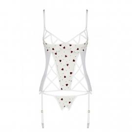 Корсет із підв'язками + стрінги LOVELIA CORSET white L/XL - Passion - 3