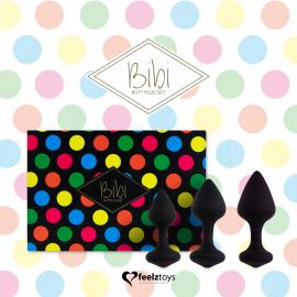 Набор силиконовых анальных пробок FeelzToys - Bibi Butt Plug Set 3 pcs Black - 5