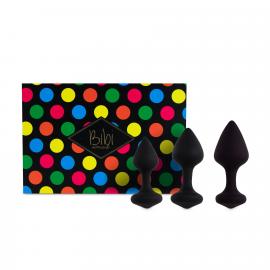 Набор силиконовых анальных пробок FeelzToys - Bibi Butt Plug Set 3 pcs Black - 1