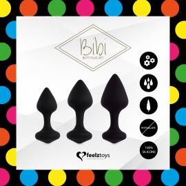 Набор силиконовых анальных пробок FeelzToys - Bibi Butt Plug Set 3 pcs Black - 4
