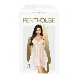 Бебі-дол з ажурним бралетом та асиметричним подолом Penthouse - Naughty Doll White S/M - 2