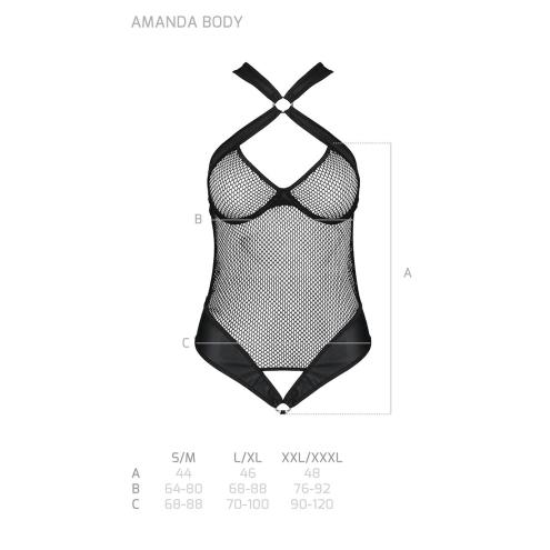 Сетчатый боди с халтером Amanda Body black L/XL - Passion