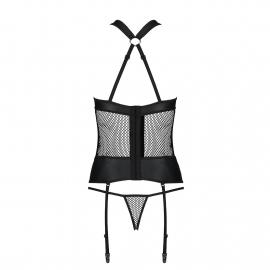 Сітчастий комплект корсет із халтером Amanda Corset black XXL/XXXL - Passion - 4
