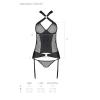 Сітчастий комплект корсет із халтером Amanda Corset black XXL/XXXL - Passion