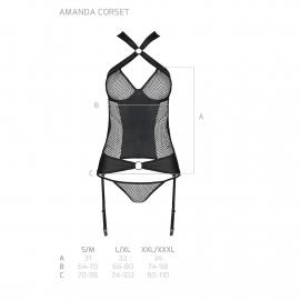 Сітчастий комплект корсет із халтером Amanda Corset black XXL/XXXL - Passion - 5