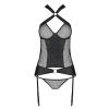 Сітчастий комплект корсет із халтером Amanda Corset black L/XL - Passion