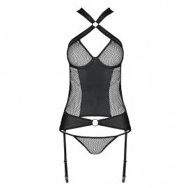 Сітчастий комплект корсет із халтером Amanda Corset black XXL/XXXL - Passion - 2