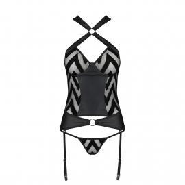 Сітчастий комплект із візерунком Hima Corset black L/XL - Passion - 4