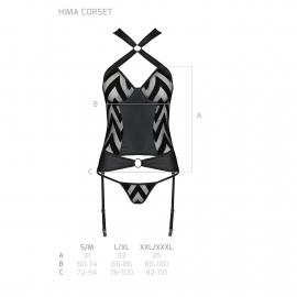 Сітчастий комплект із візерунком Hima Corset black L/XL - Passion - 2