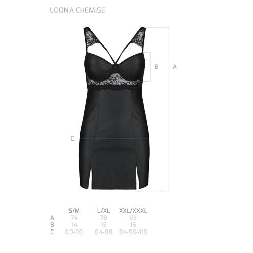 Бэби-долл из эко-кожи и кружева Loona Chemise black L/XL - Passion