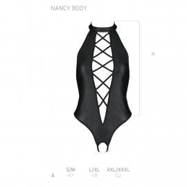 Боді з еко-шкіри з імітацією шнурівки та відкритим доступом Nancy Body - Passion, black, Size+, 4XL/5XL - 8