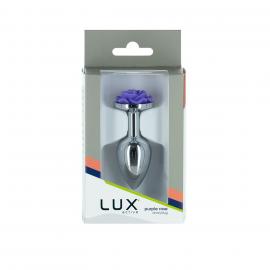 Металева анальна пробка Lux Active з трояндою - Rose Anal Plug - Purple - 6