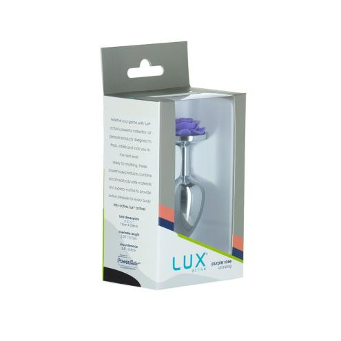 Металлическая анальная пробка Lux Active с розой - Rose Anal Plug - Purple