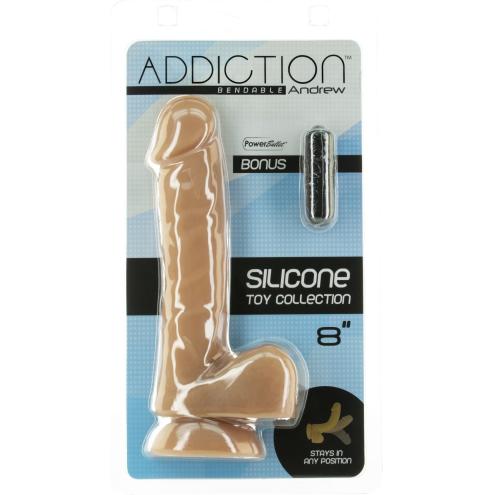 Гибкий фаллоимитатор на присоске ADDICTION — ANDREW 8″ Silicone Dong — Caramel