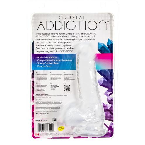 Прозрачный фаллоимитатор на присоске ADDICTION — Clear Dildo with Balls 7″