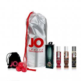 Набор Малиновый рай, 3 вкусовые смазки System JO, вибропуля Rocks Off, кубики System JO - 1