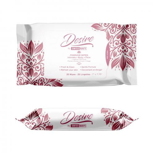 Жіночі серветки для тіла і обличчя, що очищають Desire by Swiss Navy Feminine Wipes 25 шт