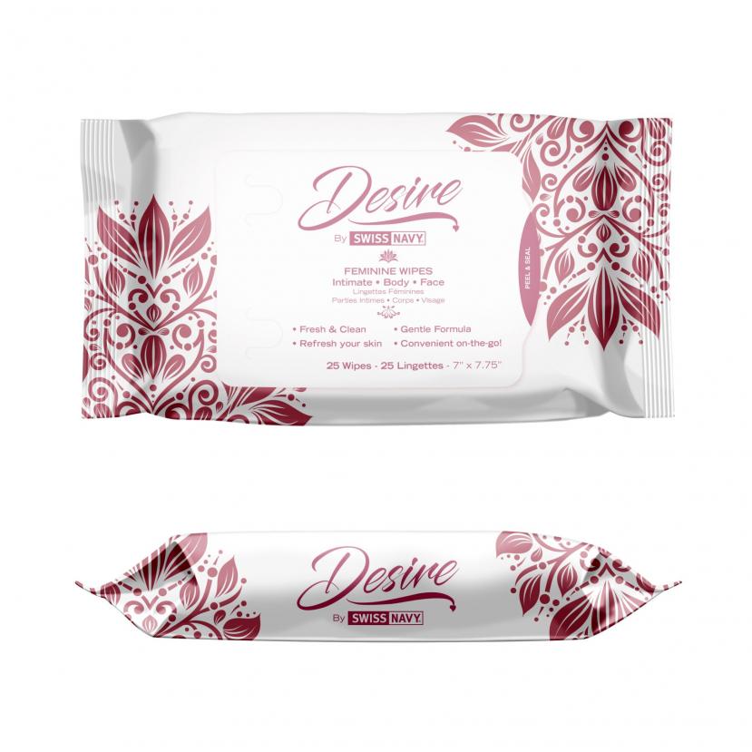 Жіночі серветки для тіла і обличчя, що очищають Desire by Swiss Navy Feminine Wipes 25 шт