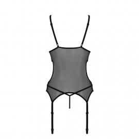 Корсет із підв'язками та ажурним ліфом Christa Corset black S/M — Passion - 4