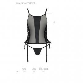 Сітчастий корсет із екошкіри Malwia Corset black S/M — Passion - 3