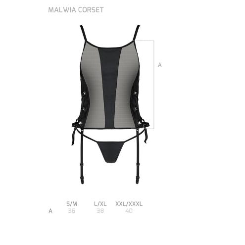 Сітчастий корсет із екошкіри Malwia Corset black S/M — Passion