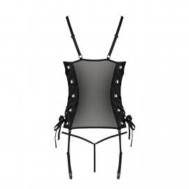 Сітчастий корсет із екошкіри Malwia Corset black S/M — Passion - 6
