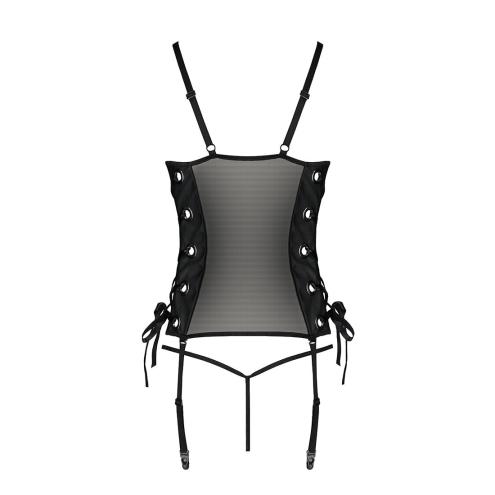 Сітчастий корсет із екошкіри Malwia Corset black L/XL— Passion