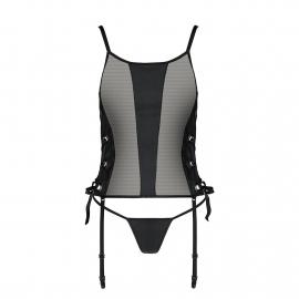 Сітчастий корсет із екошкіри Malwia Corset black S/M — Passion - 7