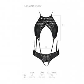 Боди из эко-кожи с ремешками и перфорацией Tasmina Body black S/M — Passion - 3