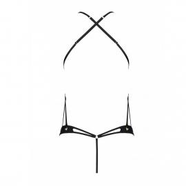Боди из эко-кожи с ремешками и перфорацией Tasmina Body black S/M — Passion - 2