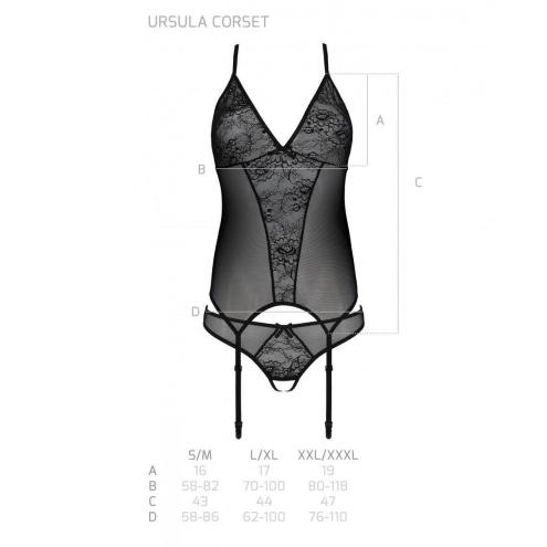 Корсет с пажами Ursula Corset black S/M — Passion