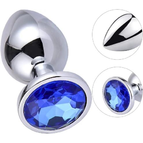 Металлическая анальная пробка с кристаллом Alive Mini Metal Butt Plug Blue S