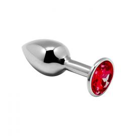 Металева анальна пробка із кристалом Alive Mini Metal Butt Plug Red M - 1