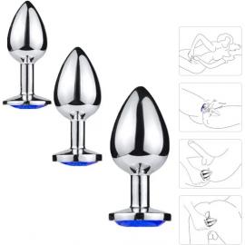 Металева анальна пробка із кристалом Alive Mini Metal Butt Plug Black M - 6