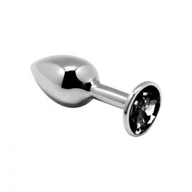 Металева анальна пробка із кристалом Alive Mini Metal Butt Plug Black M - 1