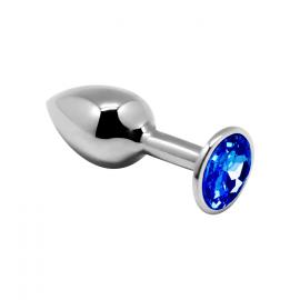 Металева анальна пробка із кристалом Alive Mini Metal Butt Plug Blue M - 4