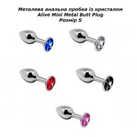 Металева анальна пробка із кристалом Alive Mini Metal Butt Plug Pink M - 6