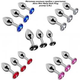 Металева анальна пробка із кристалом Alive Mini Metal Butt Plug Pink M - 7