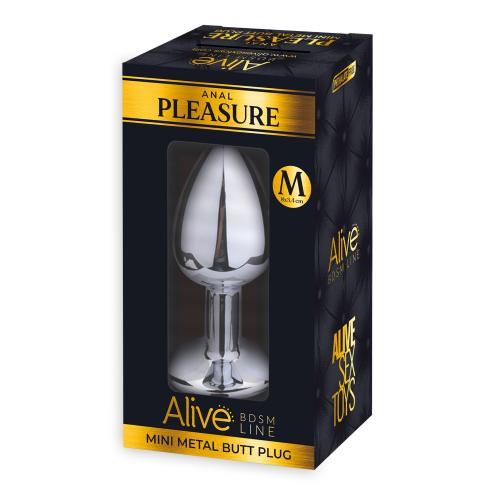 Металлическая анальная пробка с кристаллом Alive Mini Metal Butt Plug White M